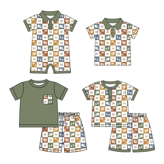 ( Moq 5 Each Style ) Baby Boy Toddler Short Sleeves Dinosaurs Sibling Shirt Romper Set 4.25