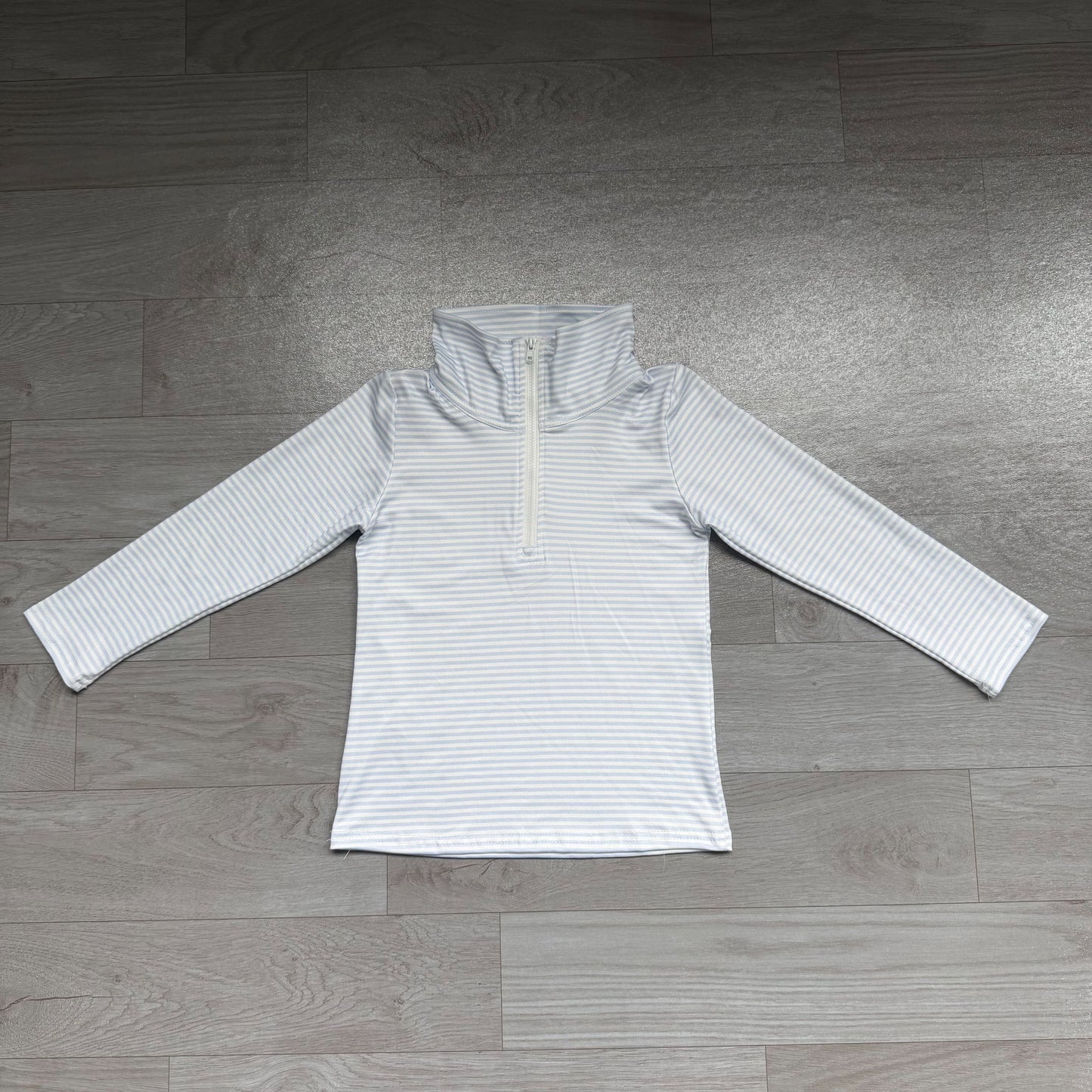 ( No moq ) Preorder Baby Boy Kids Long Sleeves Blue Stripes Zipper Pullover Shirt Clothes