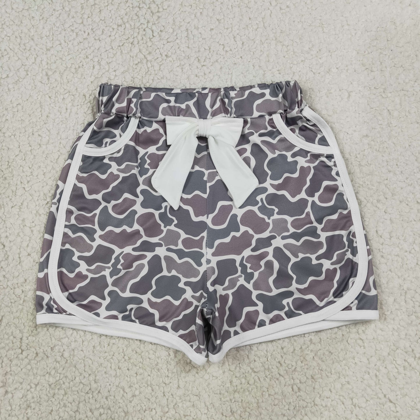 Baby Girls Bow Pockets Camo Shorts Summer Bottoms RTS
