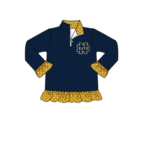 Baby Girl Long Sleeves Navy Zipper Team Pullover Shirt