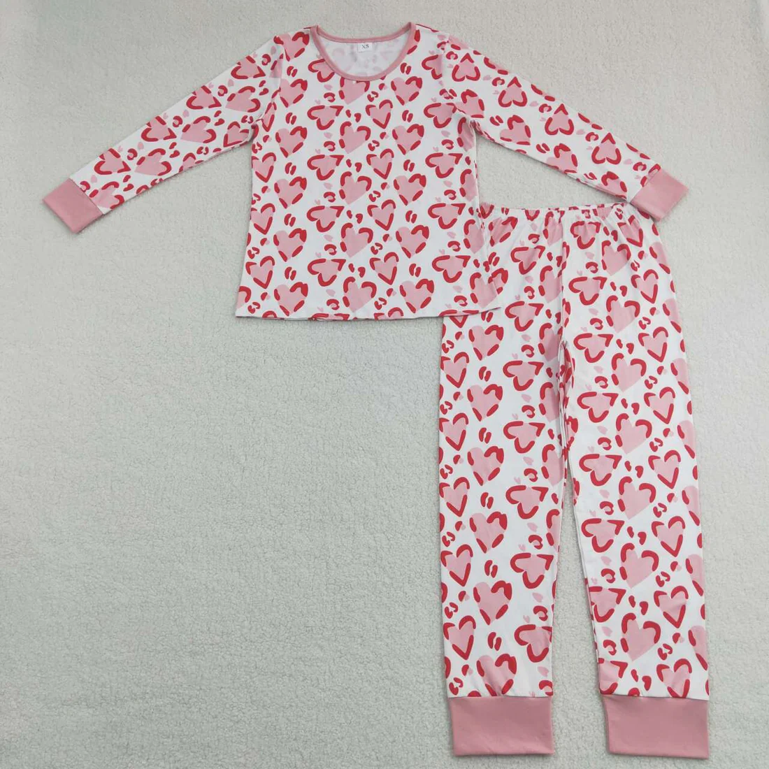 Baby Girl Adult Women Valentines Hearts Sibling Mom and Me Pajamas Clothes Set