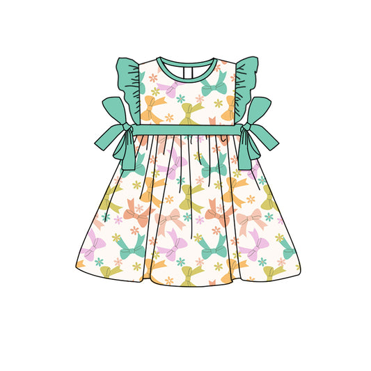 Baby Girl Toddler Short Sleeves Bows Flower Dress