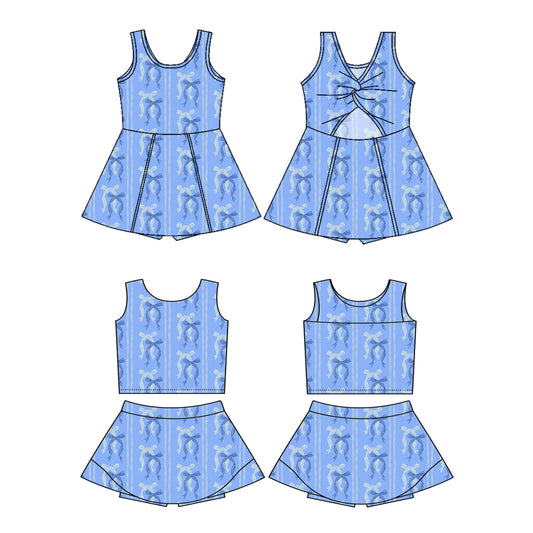 Baby Girl Sleeveless Bows Sibling Skort Dress Set ( Moq 5 Each Style ) 3.7