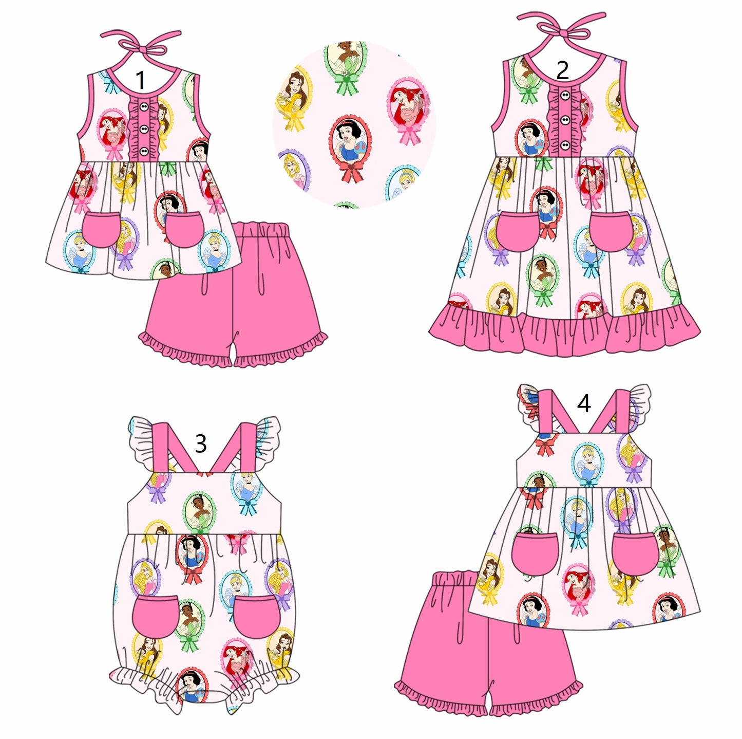 Baby Boy Girl Princess Sibling Pocket Dress Romper Clothes Set ( Moq 5 Each style ) 11.22