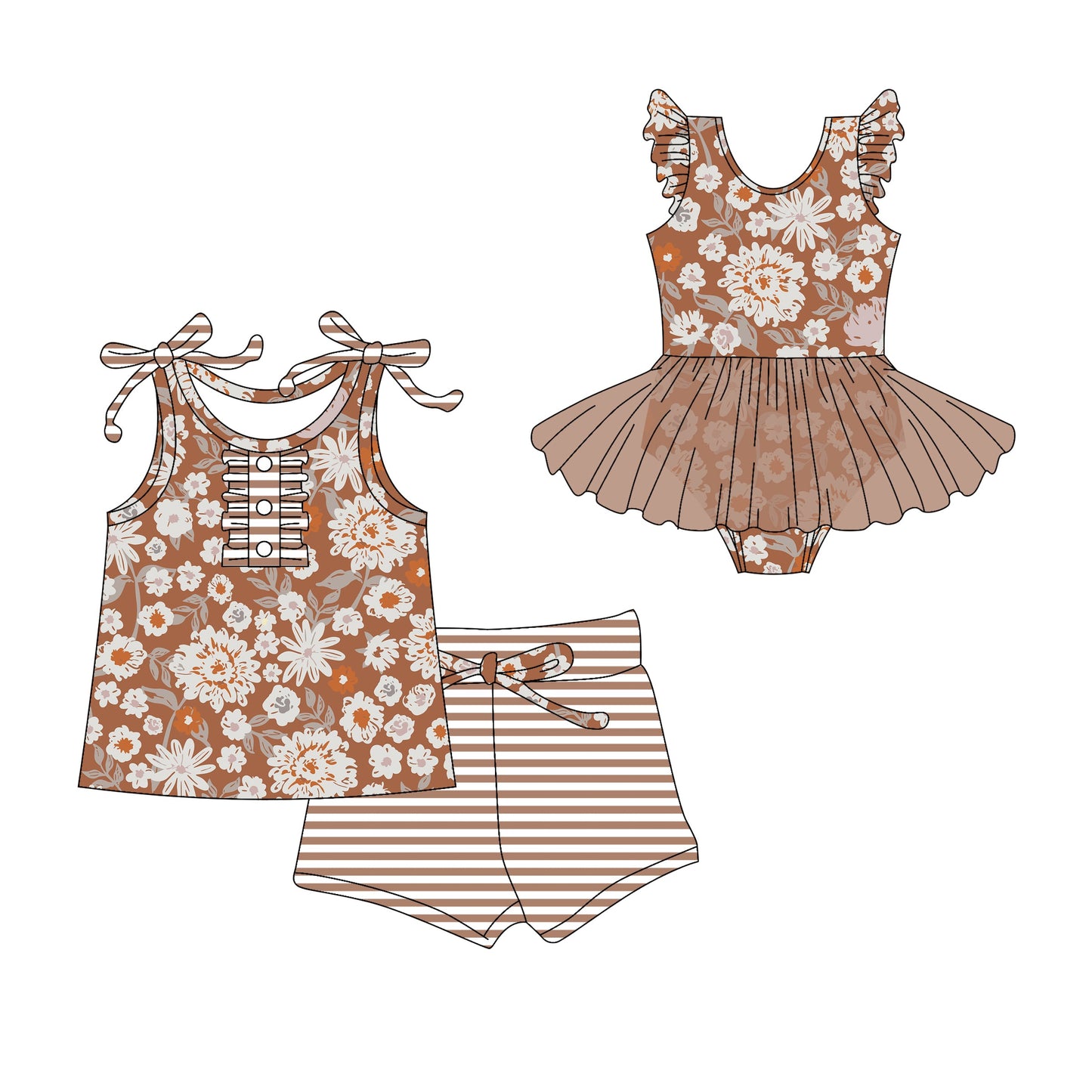 Baby Girl Flower Summer Sibling Tulle Romper Set ( Moq 5 Each Style ) 3.10