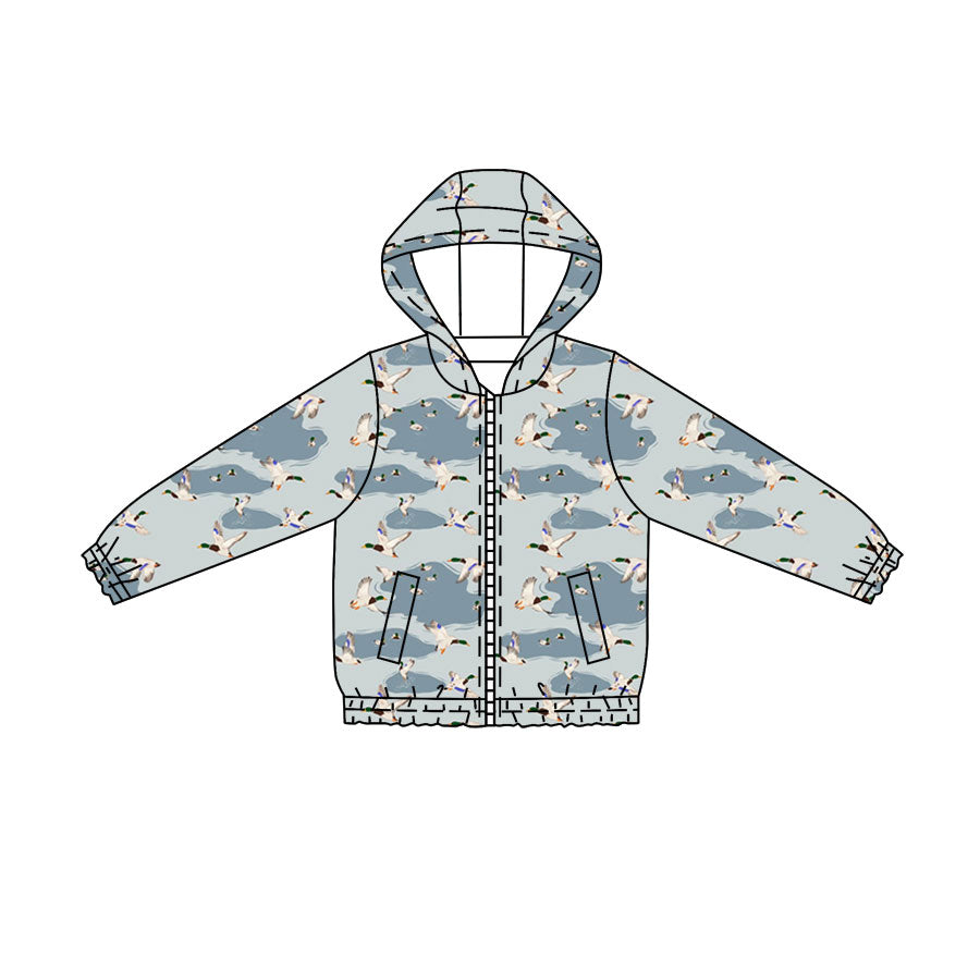 ( Moq 5 ) Preorder Baby Boys Kids Long Sleeves Ducks Pockets Hoodie Zipper Shirt Tops