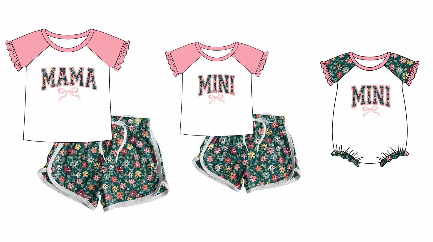 Baby Girl Adult Women Mama Mini Bow Flower Sibling Family Romper Set ( Moq 5 Each Style ) 12.10