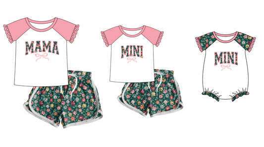 Baby Girl Adult Women Mama Mini Bow Flower Sibling Family Romper Set ( Moq 5 Each Style ) 12.10