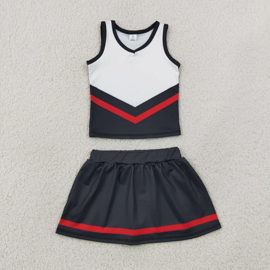 Baby Girls Kids Sleeveless Tops Black Skirt Shorts Set Yoga Active Team Clothes RTS