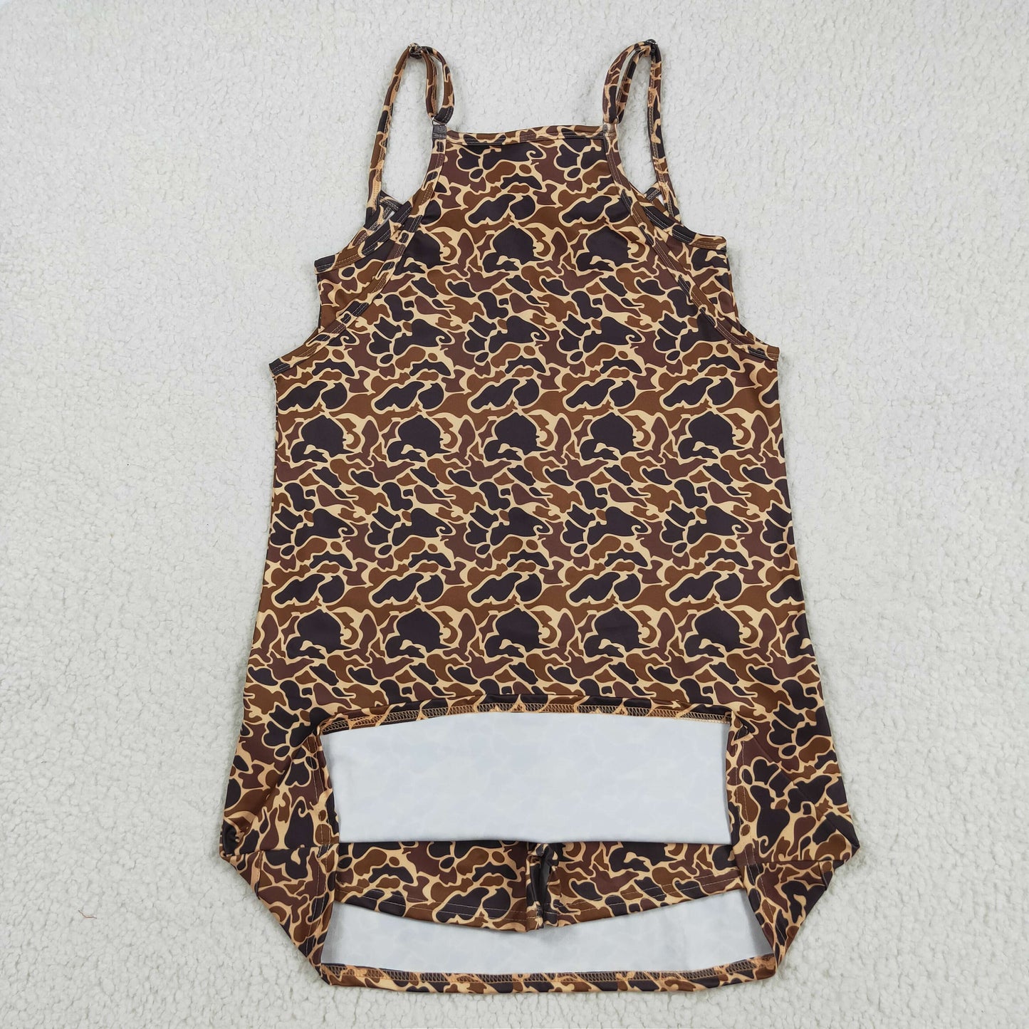 Adult Women Straps Brown Camo Pockets Yoga Active Summer Dress RTS