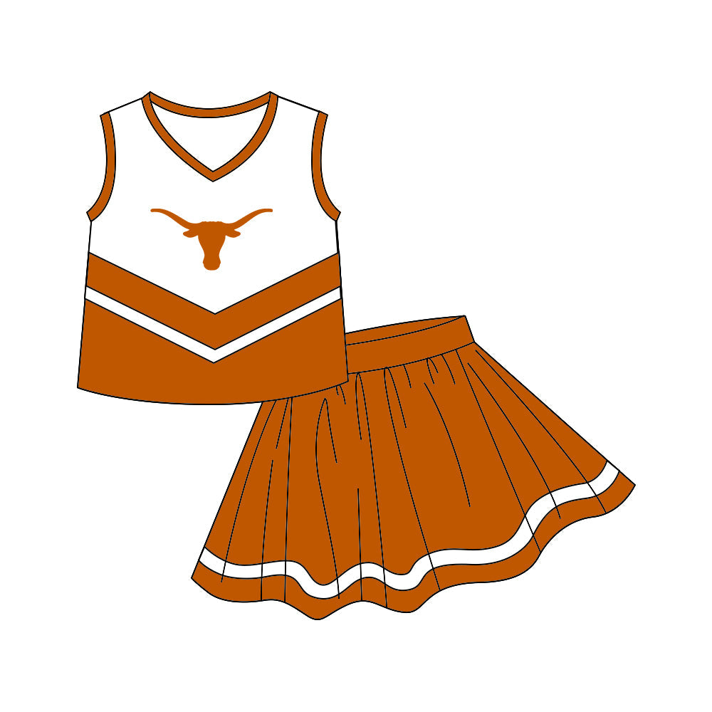 Baby Girl Sleeveless Cow Team Shirt Skirt Set ( Moq 5 )