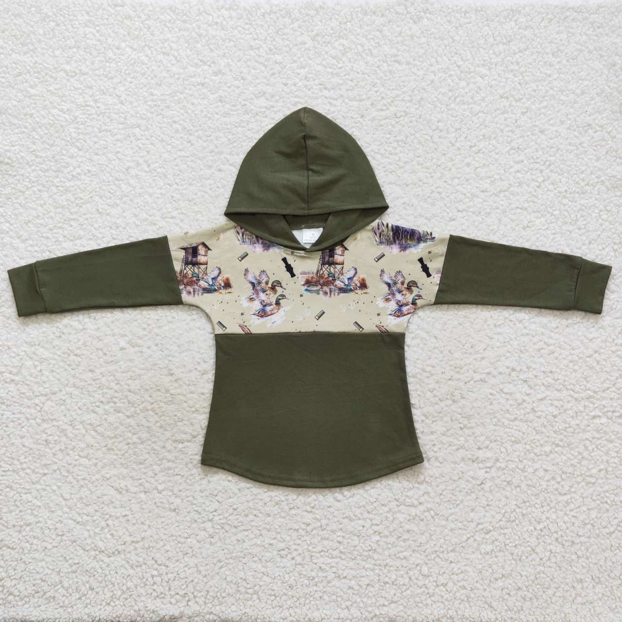 BT0317 Baby Boy Long Sleeves Dogs Ducks Hoodie Hunting Shirt