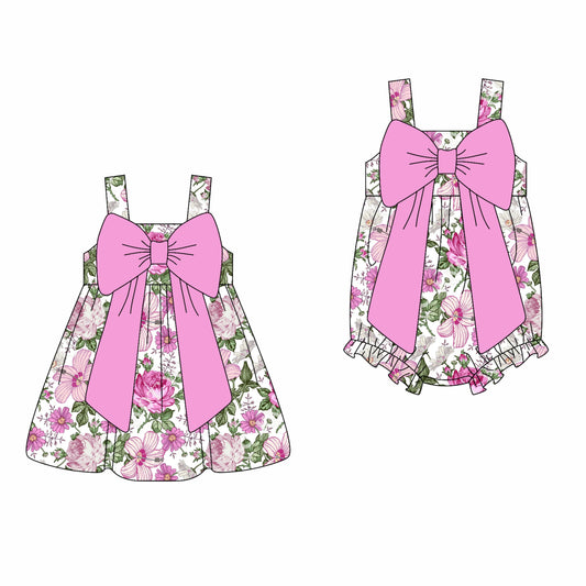 Baby Girl Straps Flower Bows Sibling Romper Dress ( Moq 5 Each Style ) 2.22