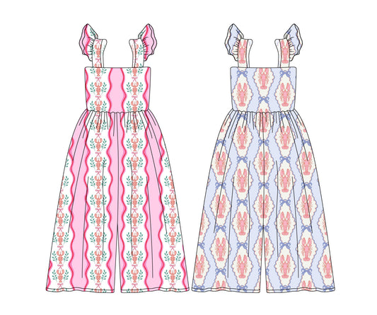 Baby Girl Short Sleeves Crawfish Sibling Jumpsuit ( Moq 5 Each Style ) 4.2