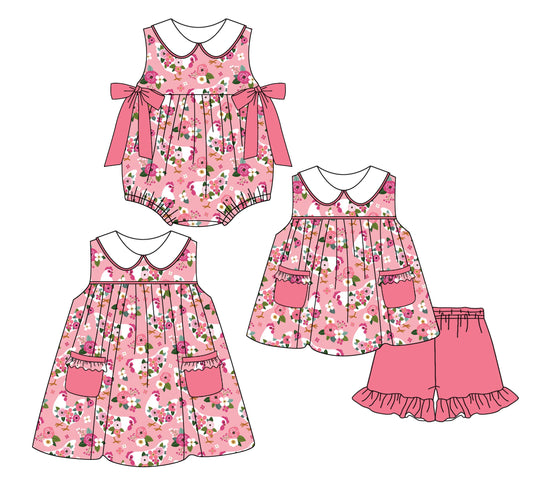 Baby Girl Chicken Flower Sibling Romper Dress Set ( Moq 5 Each Style ) 2.25