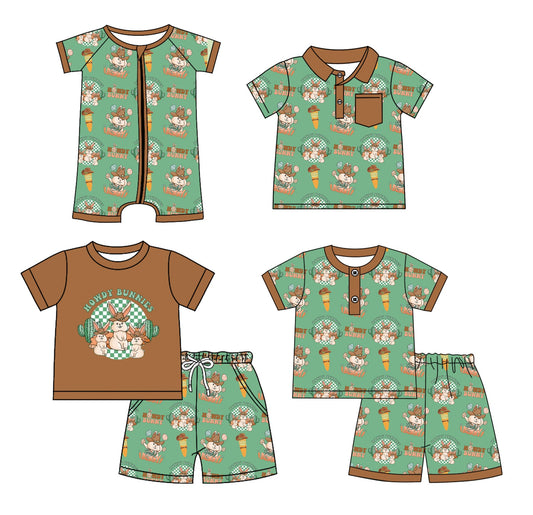 Baby Girl Easter Rabbits Carrots Sibling Romper Set ( Moq 5 Each Style ) 12.30