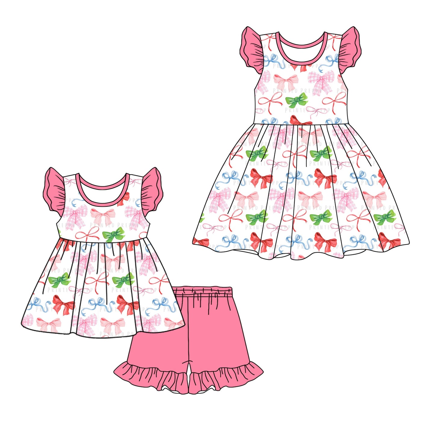 Baby Girl Short Sleeves Bows Sibling Dress Set ( Moq 5 Each Design ) 12.11