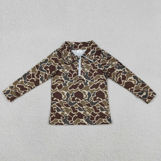 Baby Boys Long Sleeves Dark Green Camo Southern Zipper Shirt Tops RTS