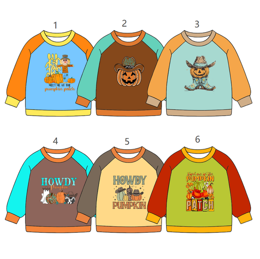 ( Moq 5 Each Style ) Sibling Baby Boys Kids Long Sleeves Pumpkins Halloween Shirts Clothes