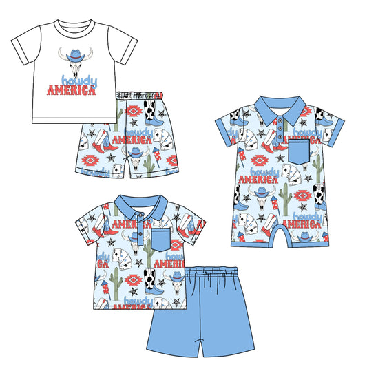 Baby Boy Short Sleeves Western Cow Sibling Romper Set ( Moq 5 Each Style ) 4.1