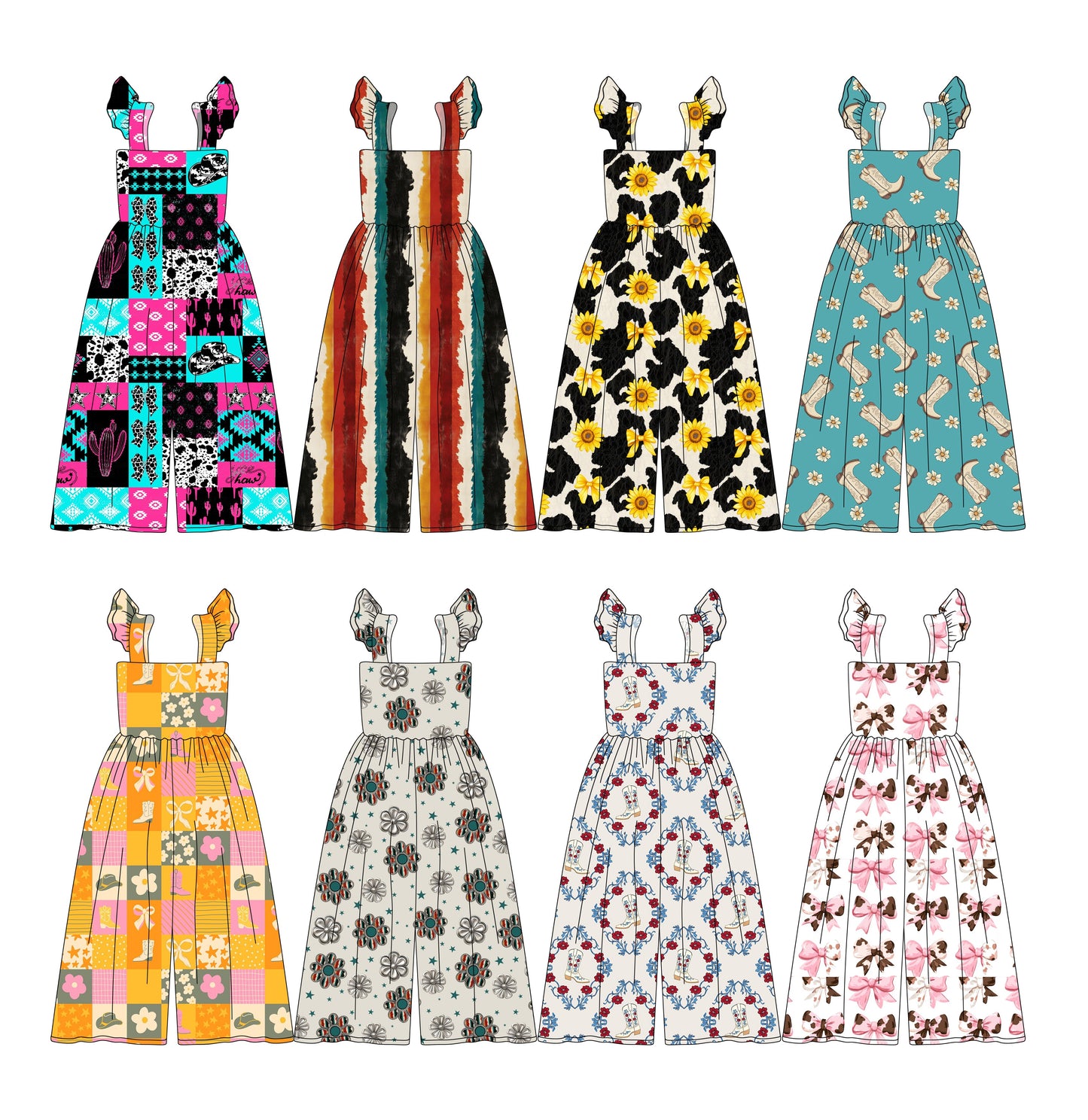 Baby Girl Short Sleeves Western Sibling Pants Jumpsuit ( Moq 5 Each Style ) 4.2