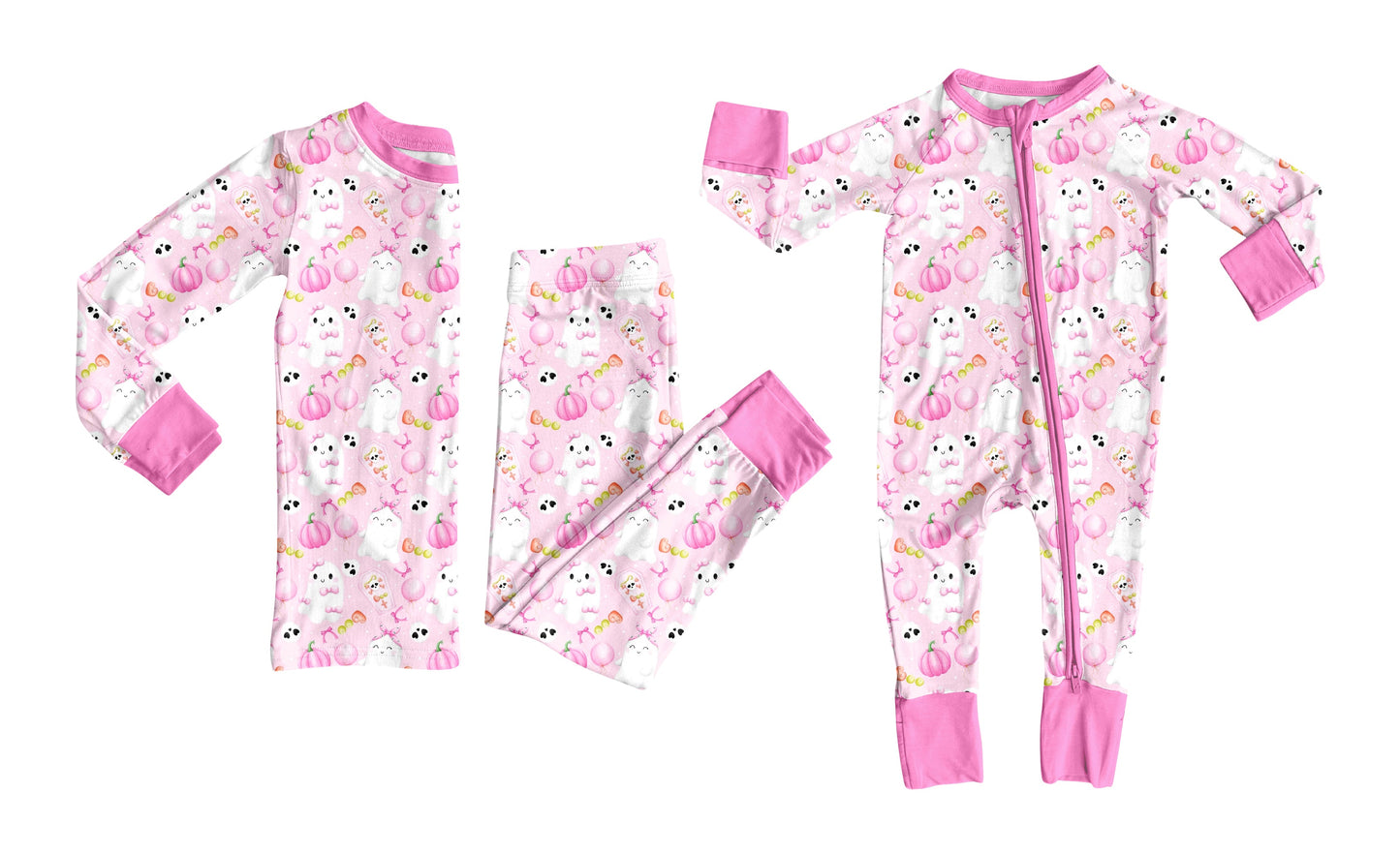 ( Moq 5 Each Style ) Baby Girl Toddler Halloween Ghosts Pumpkins Bows Sibling Romper Set