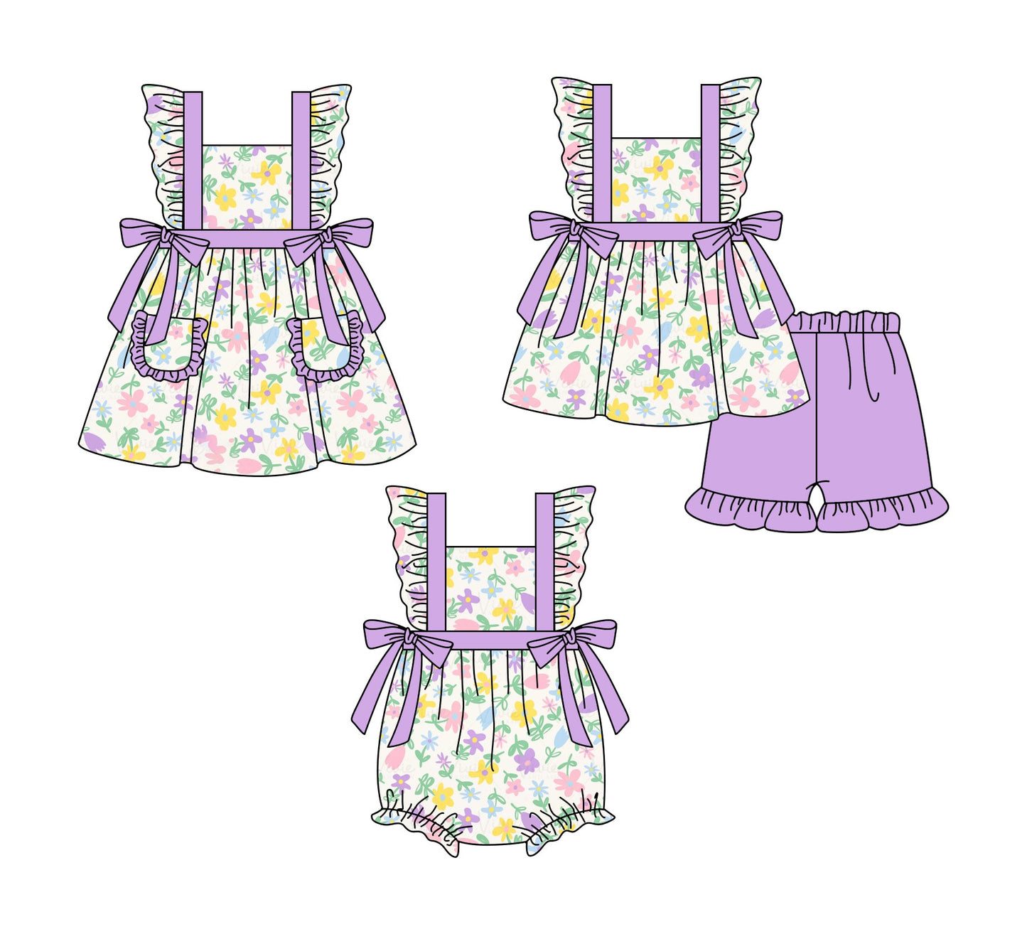 Baby Girl Flower Sibling Dress Romper Set ( Moq 5 Each Style ) 1.6