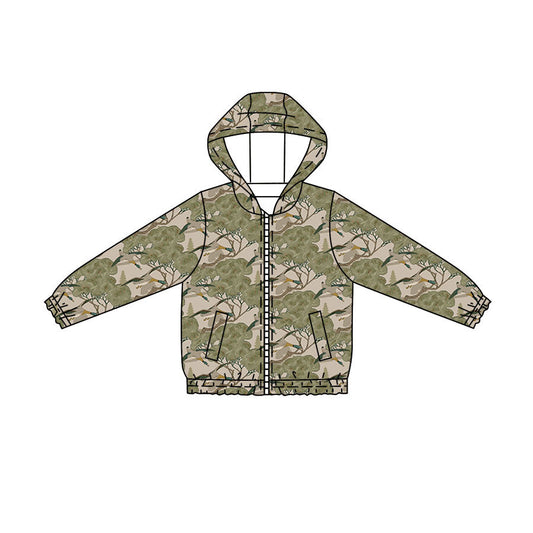 ( Moq 5 ) Preorder Baby Boys Kids Long Sleeves Ducks Pockets Hoodie Zipper Shirt Green Tops