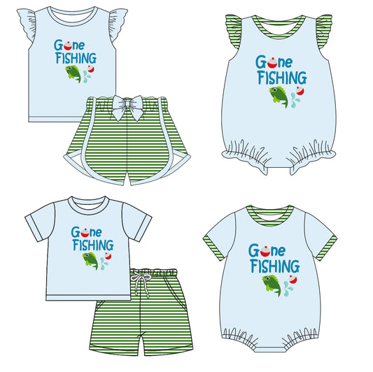 Baby Boy Girl Short Sleeves Fishing Sibling Romper Set ( Moq 5 Each Style ) 2.12