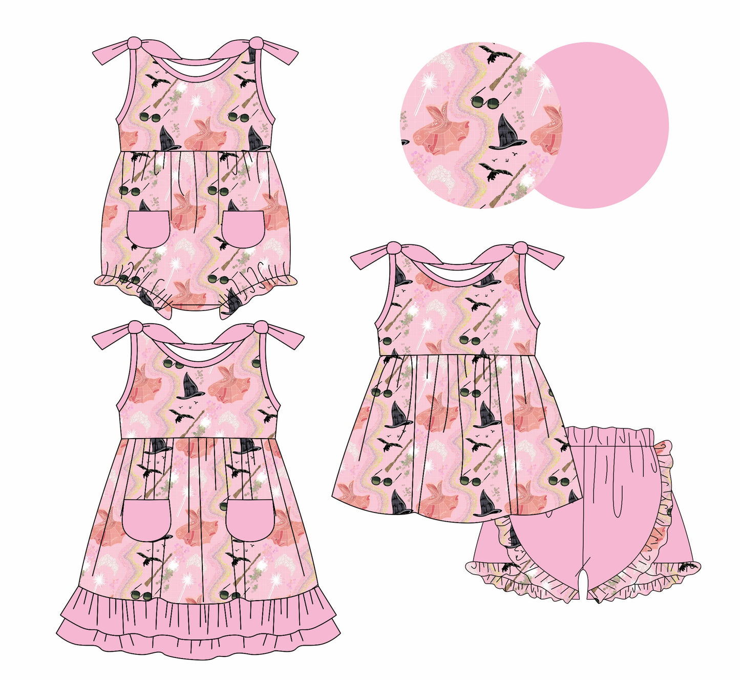 Baby Girl Witches Sibling Romper Dress Set ( Moq 5 Each Style ) 1.10