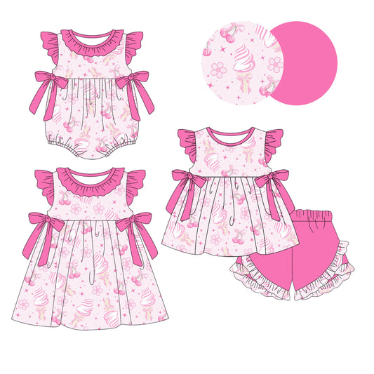 Baby Girl Bows Flower Pink Sibling Romper Dress Set ( Moq 5 Each Style ) 1.9