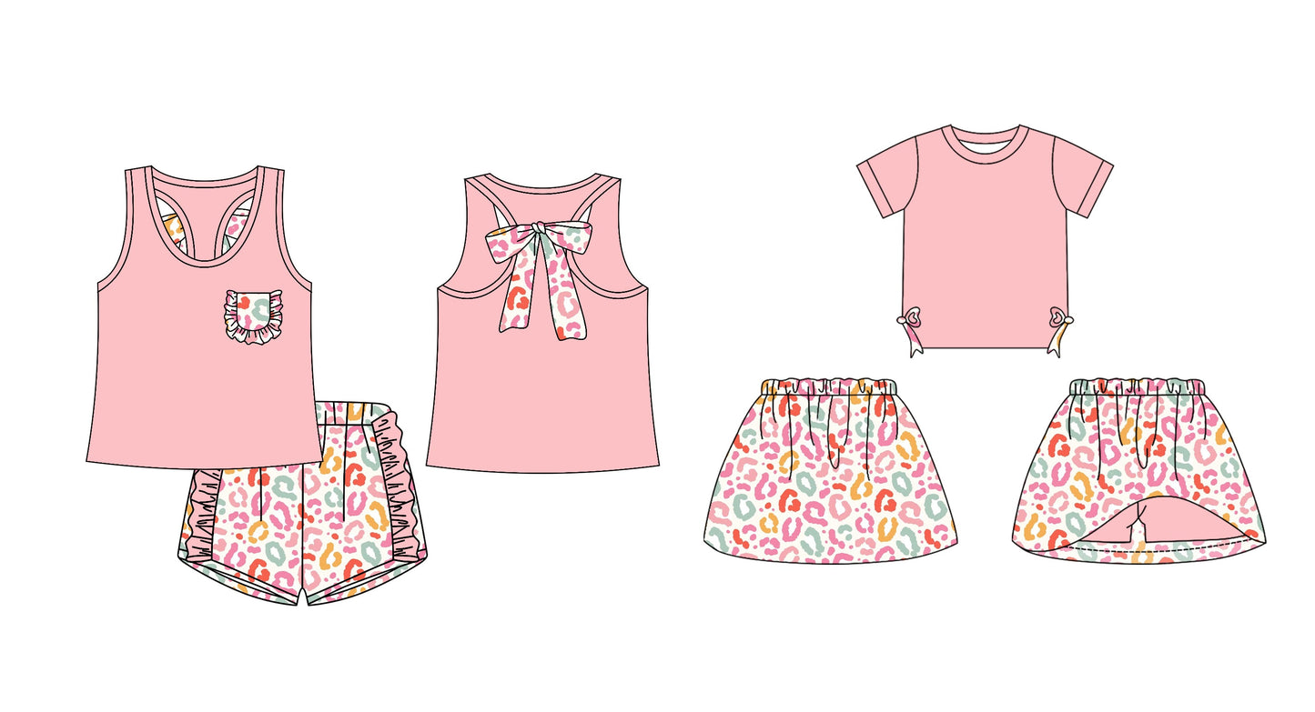 Baby Girl Sleeveless Bows Leopard Sibling Pink Set ( Moq 5 Each Design ) 12.13