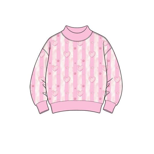 ( Moq 5 ) Preorder Baby Girls Kids Hearts Stripes Valentine Pullover Pink Shirt Tops Clothes