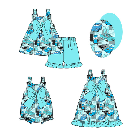 Baby Girl Car Bows Checked Sibling Romper Dress Set ( Moq 5 Each Style ) 1.23