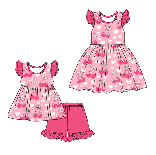 Baby Girl Short Sleeves Hearts Sibling Dress Set ( Moq 5 Each Design ) 12.14