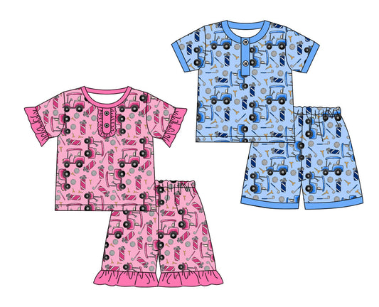 Baby Boy Girl Short Sleeves Golf Sibling Pajamas Set ( Moq 5 Each Style ) 12.17