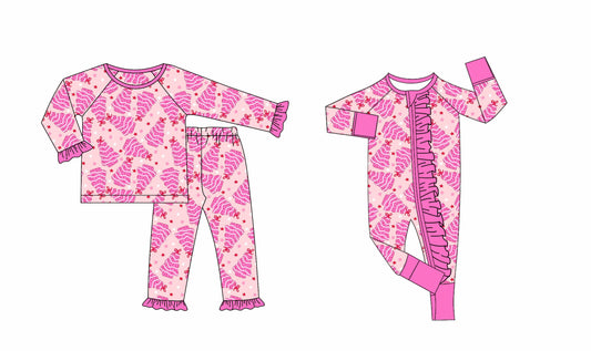 ( Moq 5 Each Style ) Baby Girl Toddler Christmas Cake Trees Sibling Romper Set