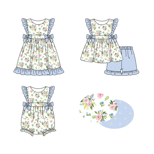 Baby Girl Flower Bows Sibling Romper Dress Set ( Moq 5 Each Style ) 1.8