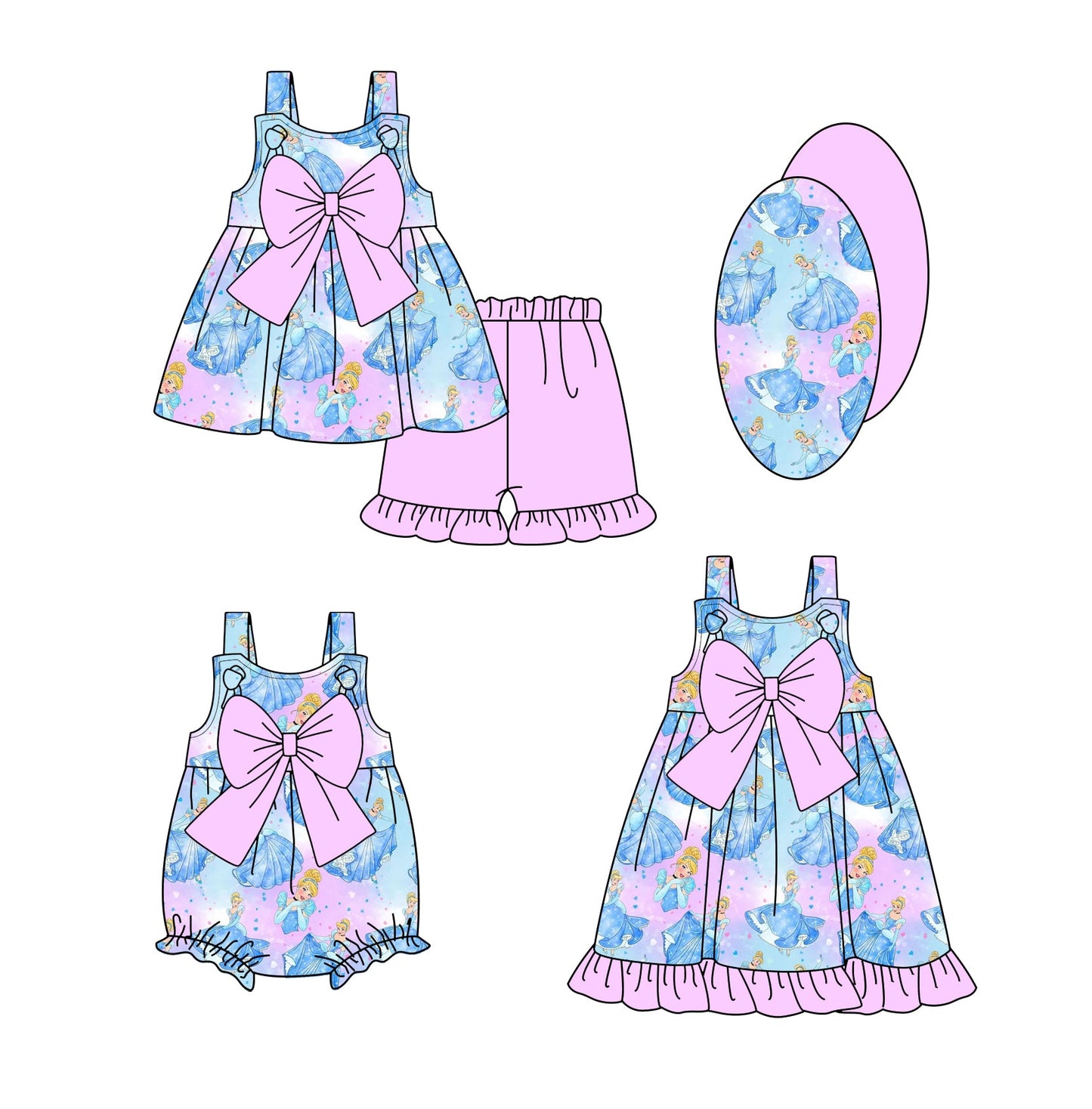 Baby Girl Western Boots Hats Flower Sibling Dress Romper Set ( Moq 5 Each Style ) 1.6