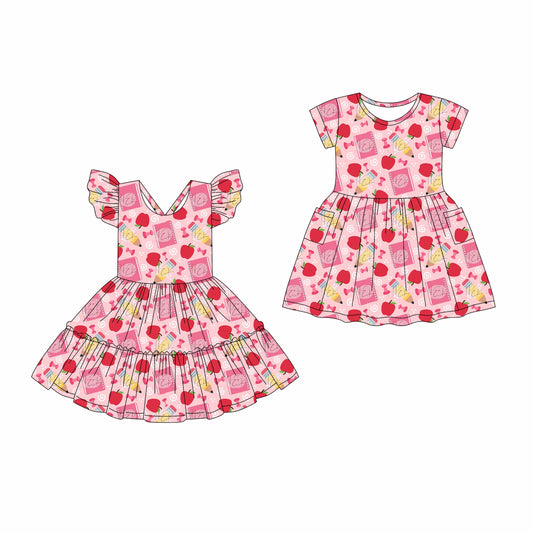 ( Moq 5 Each Style ) Baby Girl Short Sleeves Back To School Sibling Dress 4.17