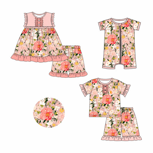 Baby Girl Checked Flower Sibling Summer Romper Set ( Moq 5 Each Style ) 2.26