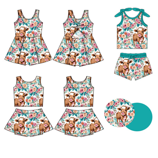 Baby Girl Flower Western Cow Sleeveless Sibling Dress Set ( Moq 5 Each Style ) 3.21