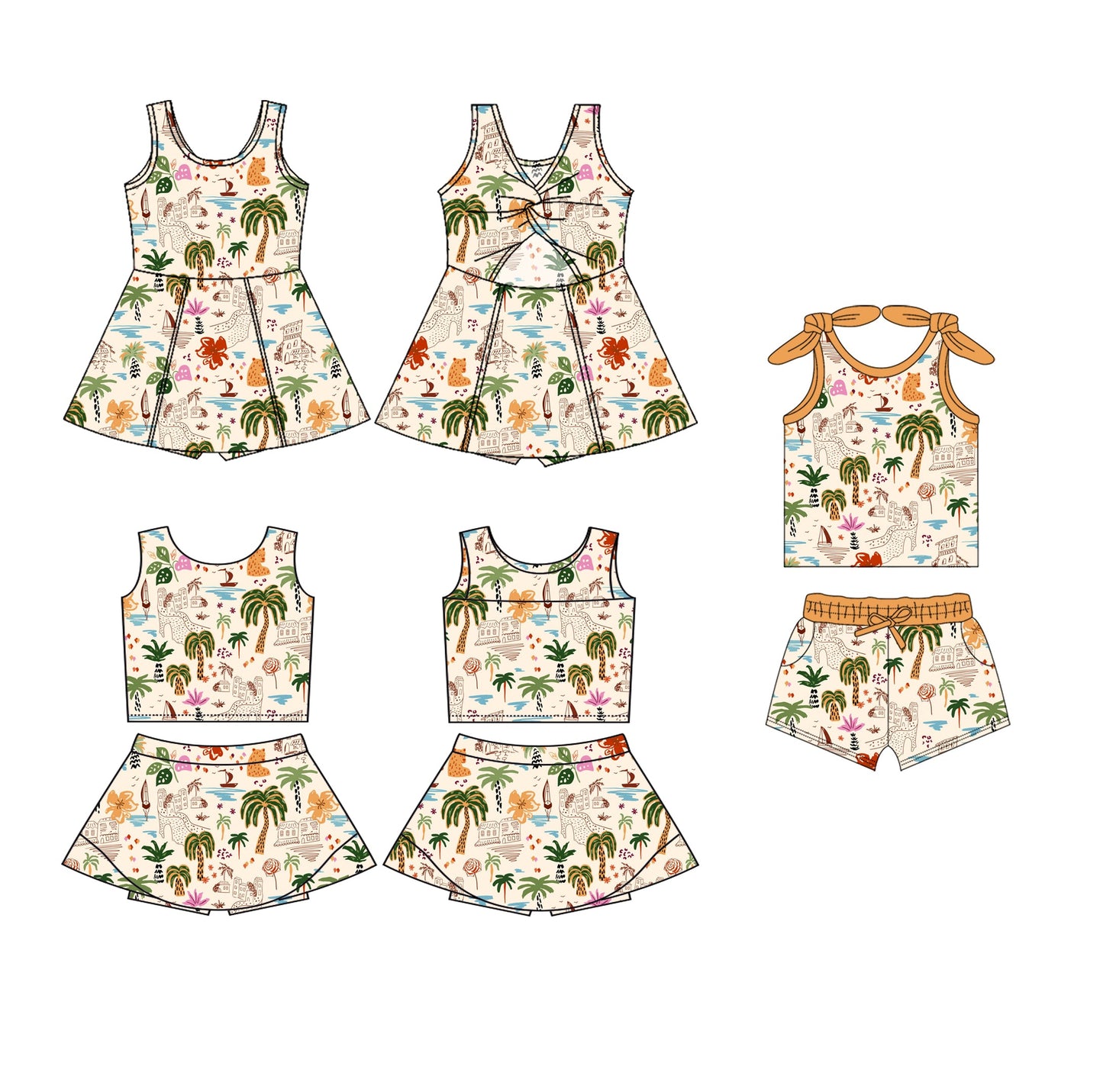 Baby Girl Sleeveless Animals Flower Sibling Dress Set ( Moq 5 Each Style ) 3.31