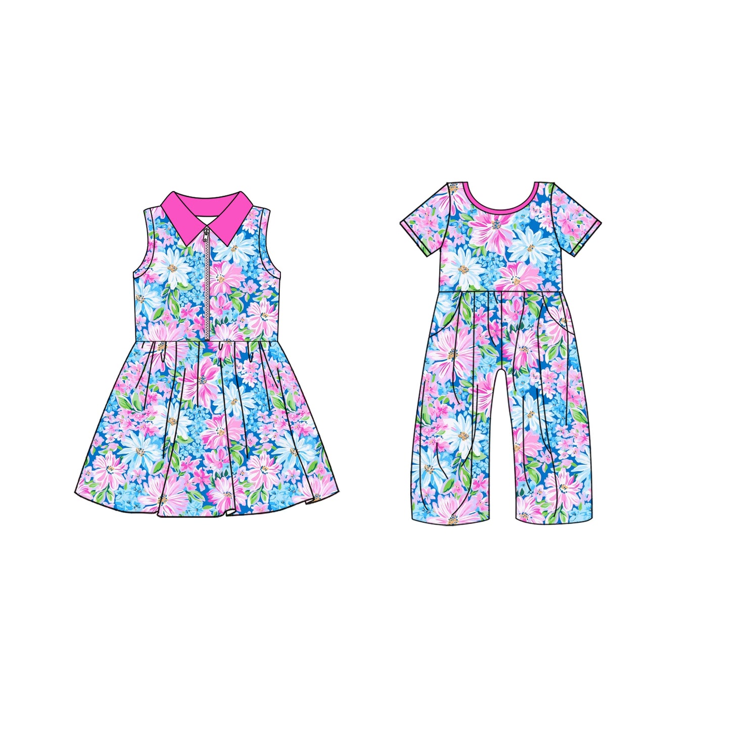 ( Moq 5 Each Style ) Baby Girl Summer Flower Sibling Dress Jumpsuit 4.19