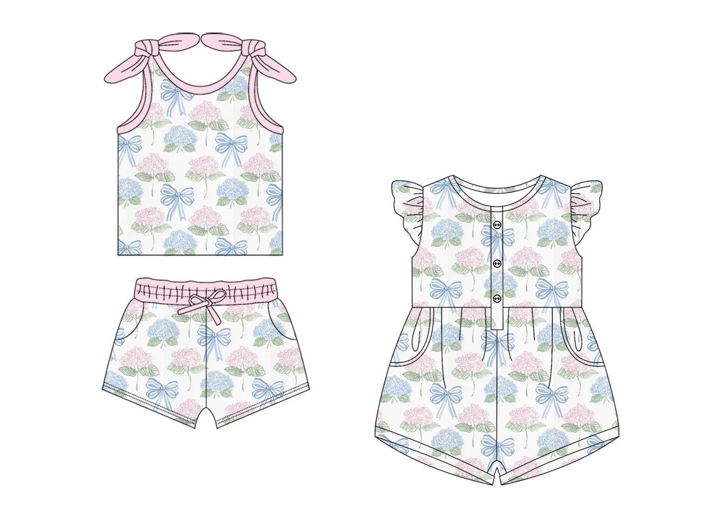Baby Girl Flower Bows Sibling Jumpsuit Set ( Moq 5 Each Style ) 1.18