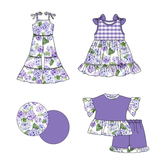 Baby Girl Purple Flower Sibling Romper Dress Set ( Moq 5 Each Style ) 2.19