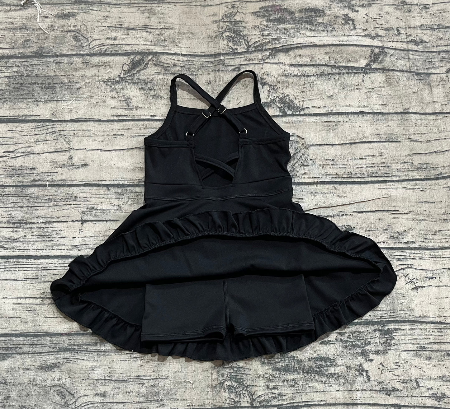 Preorder Baby Girl Black Sleeveless Yoga Active Knee Length Dress ( No moq )