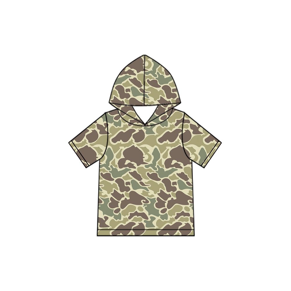 ( Moq 5 ) Preorder Baby Boys Kids Camo Short Sleeves Hoodie Shirt Tops Clothes