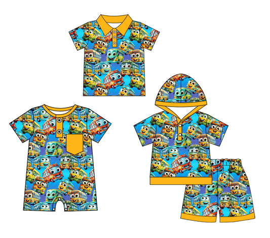 Baby Boy Short Sleeves Back To School Bus Sibling Romper Clothes Set ( Moq 5 Each Design )11.30