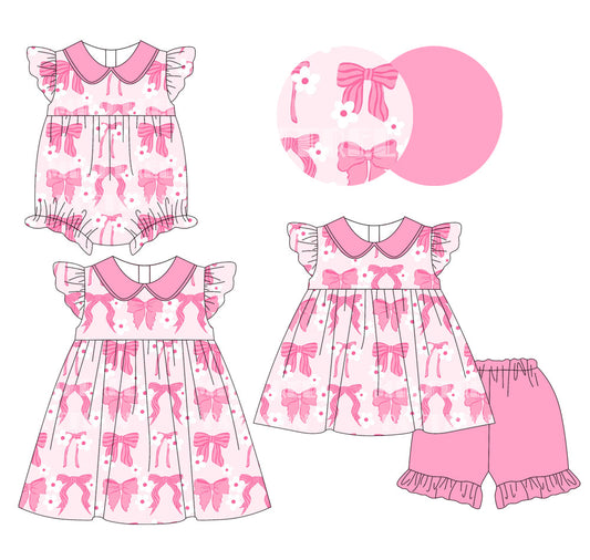 Baby Girl Flower Pink Bows Sibling Romper Dress Set ( Moq 5 Each Style ) 1.10
